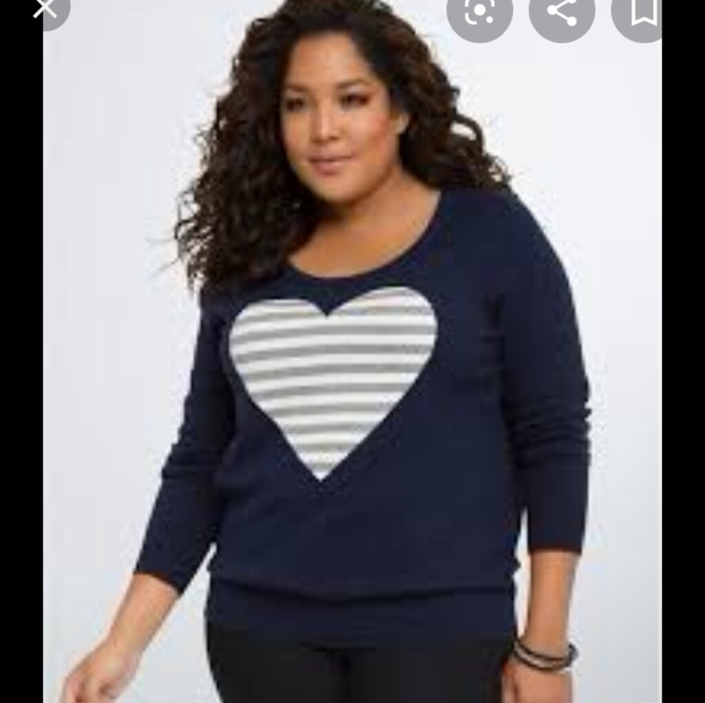 Torrid Navy Blue Heart Sweater